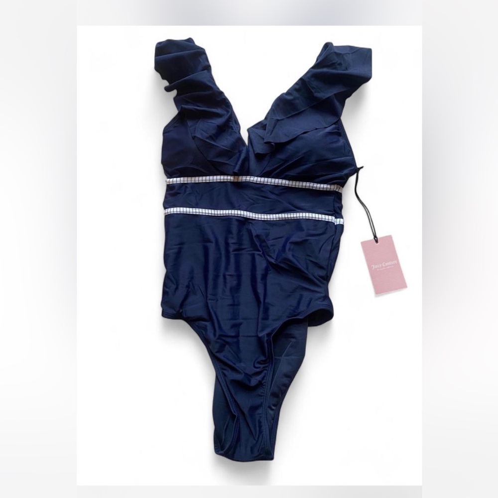 Juicy Couture- Ruffle Neckline One-piece Bathing Suit, SIZE: M